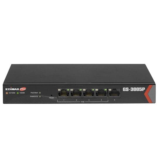 Edimax EDIMAX 5 Port Gigabit Web Managed Switch with 4 PoE+ Ports. GS-3005P
