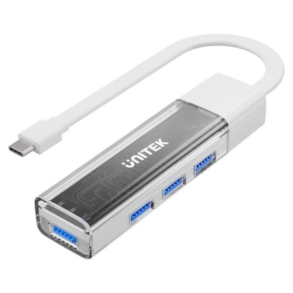 UNITEK 4-In-1 USB 3.0 Multi-Port Hub W/ USB-C Connector. Includes 4x USB-A Ports H1319A-WHT