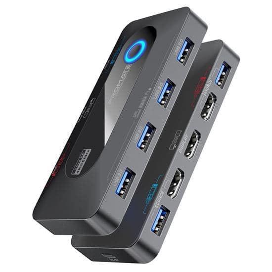 Promate PROMATE KVM Switch with 4x USB-A 3.0 5Gbps Outputs & 4x HDMI UHD MEDIASWITCH-KVM