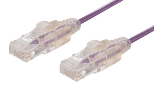 Dynamix 2.5m Cat6A 10G Purple UTP LSZH Patch Lead 30AWG 802.3af Unshielded Plug. PLSP-C6-2-5