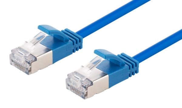 Dynamix 1.25m Cat6A S/FTP Blue 10G LSZH Patch Lead 34AWG 802.3af Shielded Plug. PLSSE-C6A-1-25
