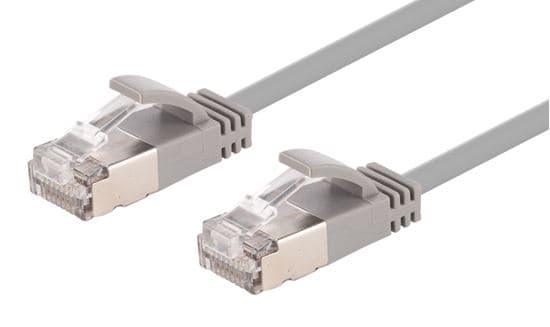 Dynamix DYNAMIX 2m Cat6A S/FTP Grey Ultra-Slim Shielded 10G Patch Lead PLSSGY-C6A-2