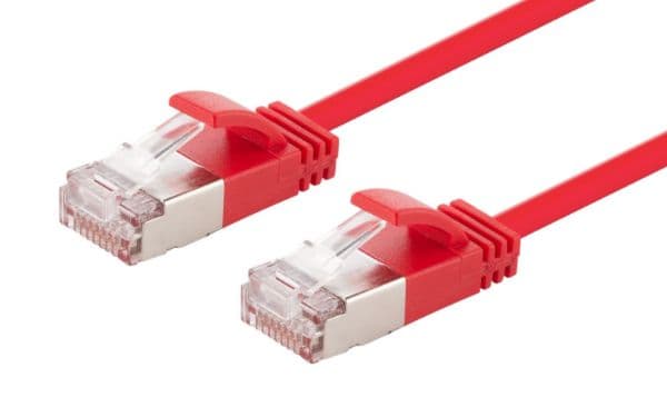 Dynamix 2.5m Cat6A S/FTP Red 10G LSZH Patch Lead 34AWG 802.3af Shielded Plug. PLSSR-C6A-2-5