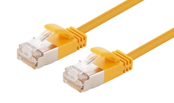 Dynamix 0.25m Cat6A S/FTP Yellow 10G LSZH Patch Lead 34AWG 802.3af Shielded Plug. PLSSY-C6A-0-25