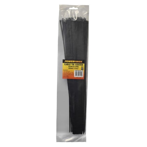 POWERFORCE 4.6 X 520mm 316L Stainless Steel Cable Ties Pack Of 100 667N/68kgs Tensile Strength POWCTSSC5204-100