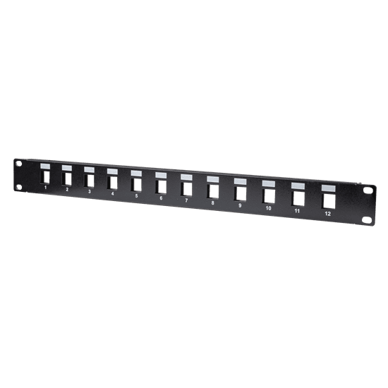 Dynamix DYNAMIX 19' 12 Port Unloaded Patch Panel Keystone Inserts, 1RU PP-UK-12