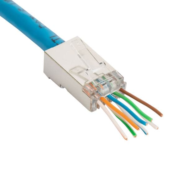 Dynamix DYNAMIX Cat6 STP Internal Ground Push Through Plug, 50u 100pc Jar. RJ-45PTC6S-100J