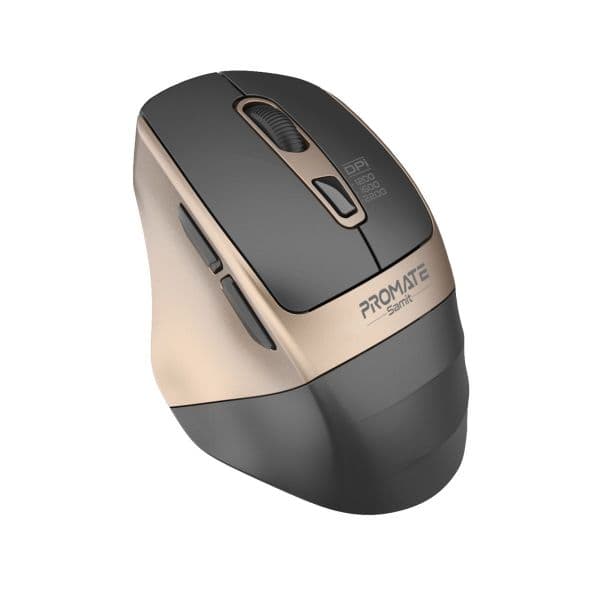 PROMATE Ergonomic Silent Click Wireless Mouse Up To 2200 DPI. 10m Working Range. Plug & Play SAMIT-GLD