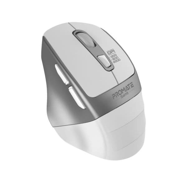 PROMATE Ergonomic Silent Click Wireless Mouse Up To 2200 DPI. 10m Working Range. Plug & Play SAMIT-WHT