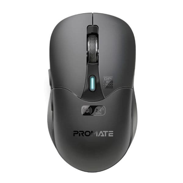 PROMATE Rechargeable Wireless Mouse W/ BT & RF Connectivity. 800/1200/1600Dpi. Built-In 500 SAMO-BLK