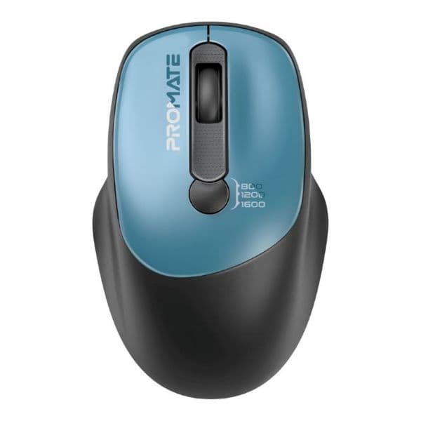 PROMATE EZGrip Ambidextrous Ergonomic Wireless Mouse. 800/1200/1600Dpi Plug & Play UNIGLIDE-BL