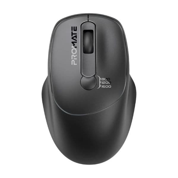 PROMATE EZGrip Ambidextrous Ergonomic Wireless Mouse. 800/1200/1600Dpi Plug & Play UNIGLIDE-BLK