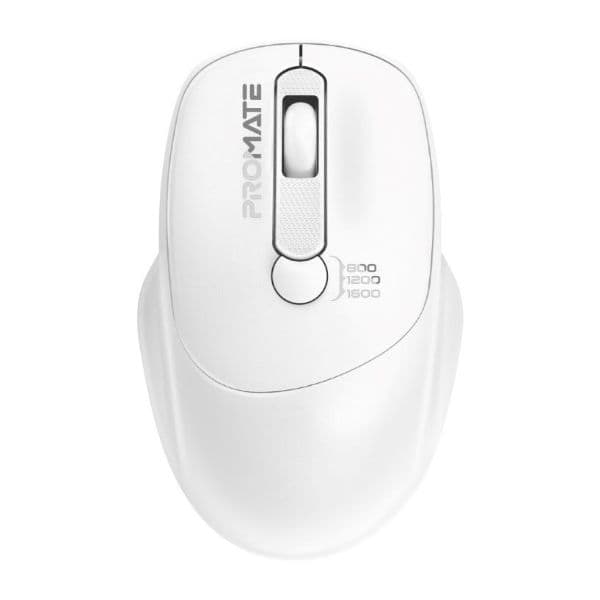 PROMATE EZGrip Ambidextrous Ergonomic Wireless Mouse White UNIGLIDE-WHT