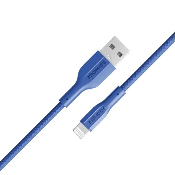 PROMATE 1M USB-A To Lightning Connector Super Flexible Cable 2A Charging & 480Mbps Data XCORD-AI-BL