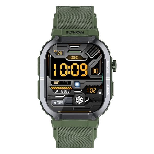 Promate IP68 Smartwatch W/ 2.01'' Display & Bluetooth Calling. Fitness Tracker Pedometer XWATCH-SL-GRN