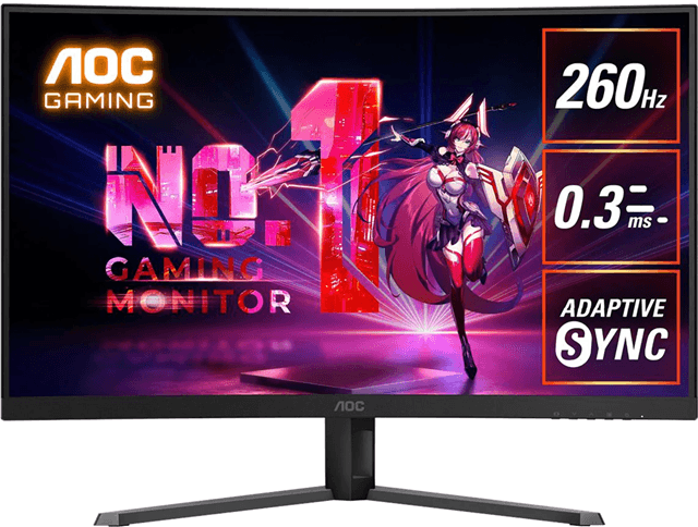 AOC C32G42ZE 32" Curved 1920x1080 0.3ms HDMI DP 260Hz Gaming Monitor