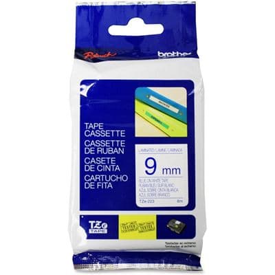 Brother Brother TZe-223 9mm x 8m Blue on White Tape TZE223