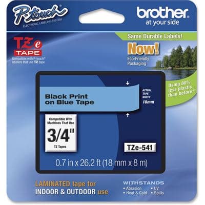 Brother Brother TZe-541 18mm x 8m Black on Blue Tape TZE541