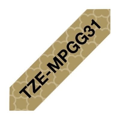 Brother Brother TZe-MPGG31 12mm x 4m Black on Gold Geometric Tape TZEMPGG31