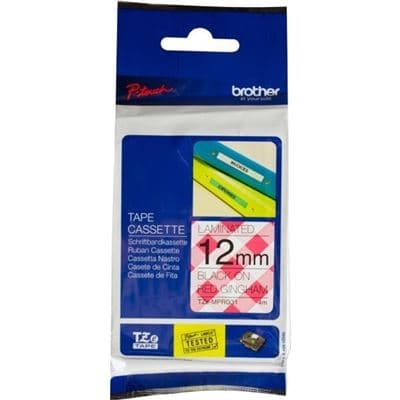 Brother Brother TZe-MPRG31 12mm x 4m Black on Red Gingham Tape TZEMPRG31