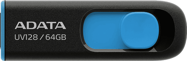Adata ADATA UV128 Dashdrive Retractable USB 3.0 64GB Blue/Black Flash Drive FP276-X64
