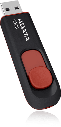 ADATA C008 Retractable USB 2.0 16GB Black/RedFlash Drive