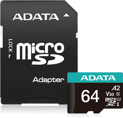Adata ADATA Premier Pro microSDXC UHS-I U3 A2 V30 Card with Adapter 64GB FS361-X64B