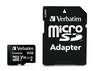 Verbatim Verbatim Premium microSDHC UHS-I Class 10 Card with Adapter 16GB FS366-X16A
