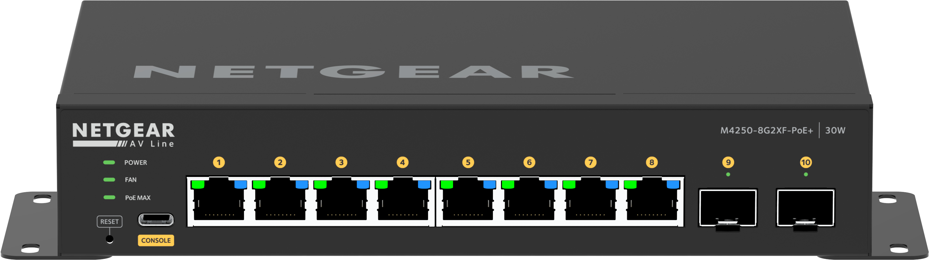NETGEAR GSM4210PX-100AUS AV Line Managed POE+ Switch 8x1G PoE+ 2x10GigE SFP+ (M4250-8G2XF-PoE+) NETGEAR — view 2