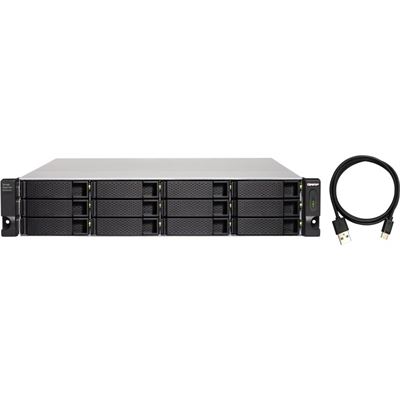 Rackmount high-capacity 12-Bay JBOD storage enclosure with redundant power USB 3.2 Gen 2 Type-C QNAP — view 1