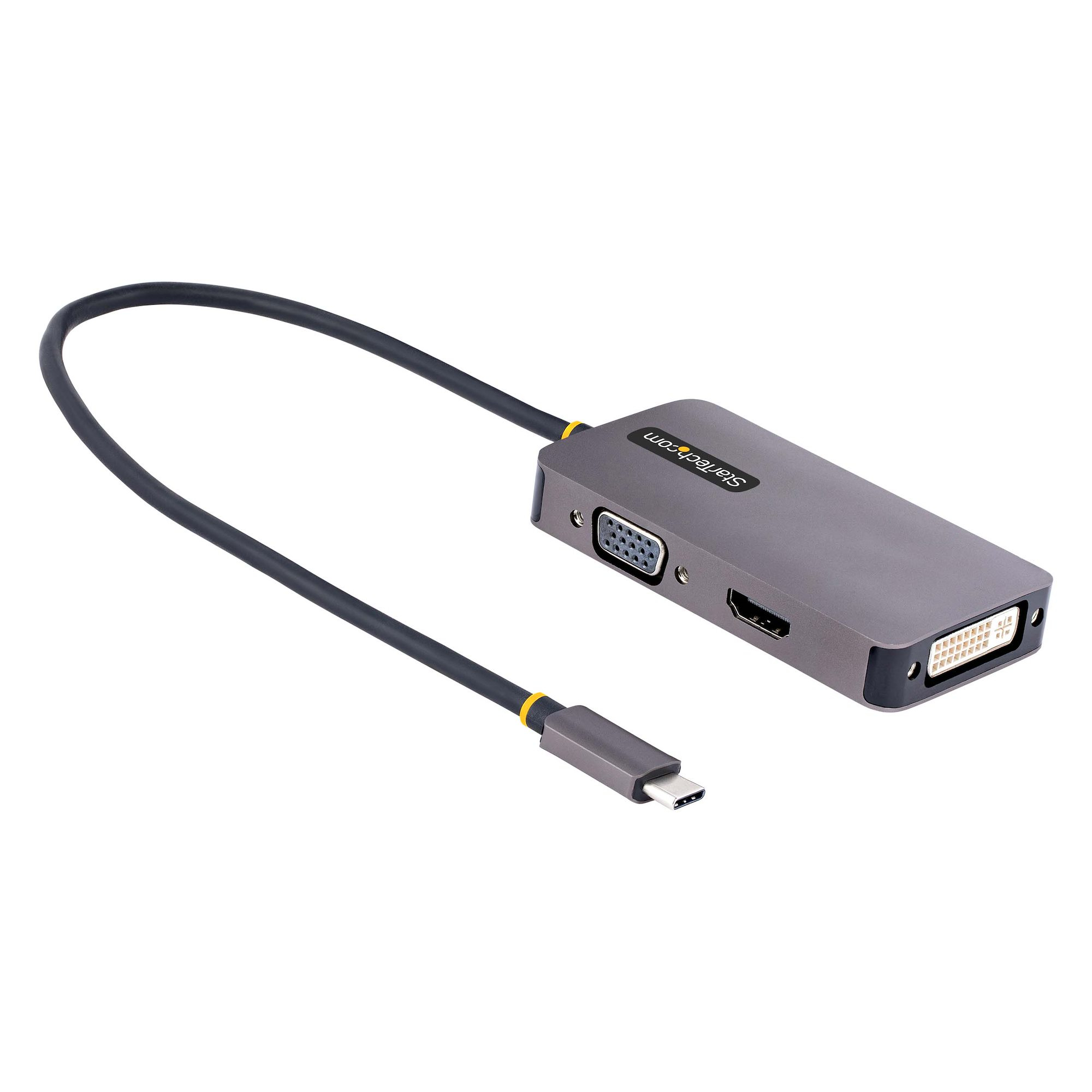 STARTECH.COM USB C VIDEO ADAPTER TO HDMI DVI VGA, 4K 60HZ, ALUMINUM, 3 YR thumbnail 2