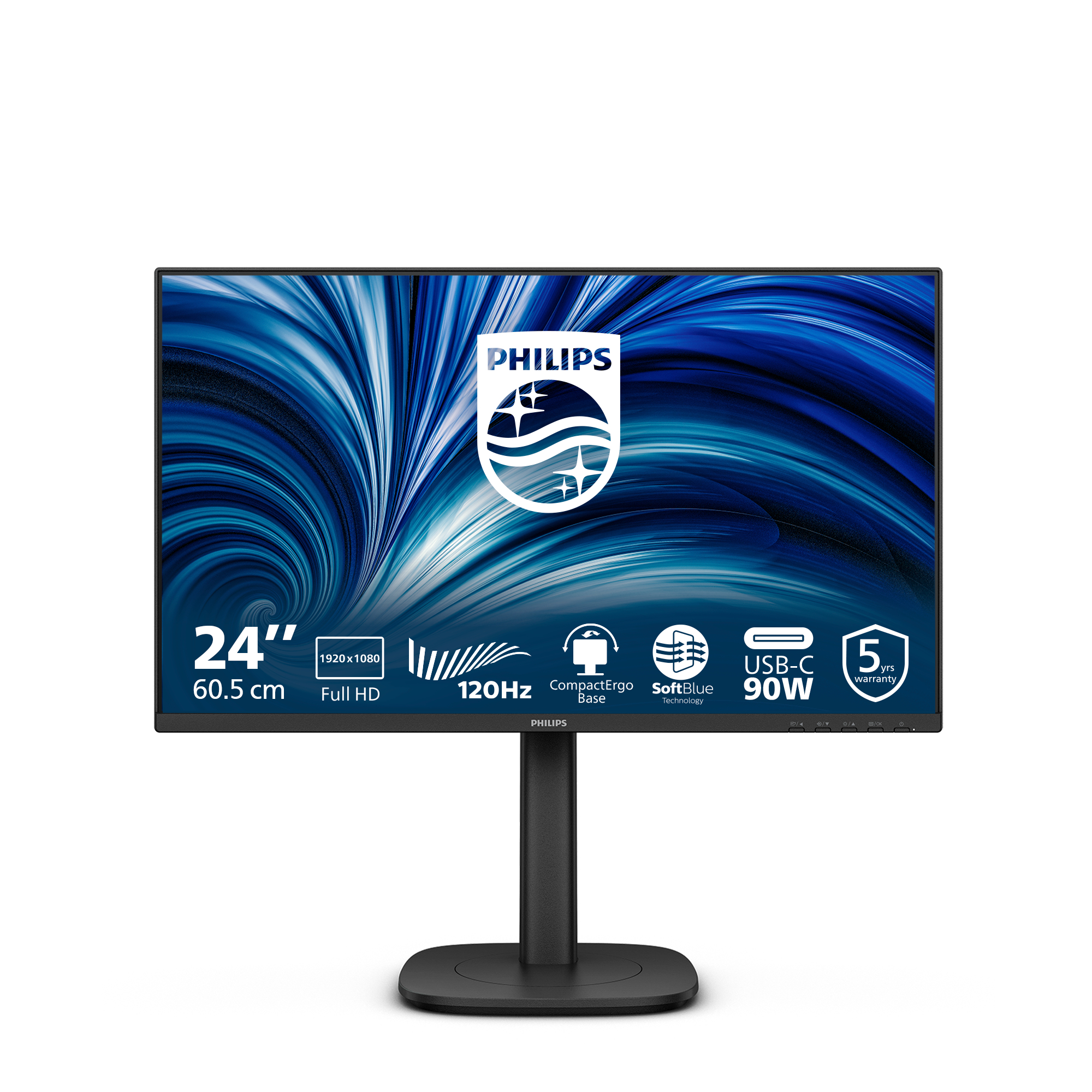 PHILIPS 24B2U3301/75 24" 16:9 1080P FHD IPS LED 120HZ,4MS,USB-C DOCK,RJ45,H/ADJ,SPKR,4YR thumbnail 1