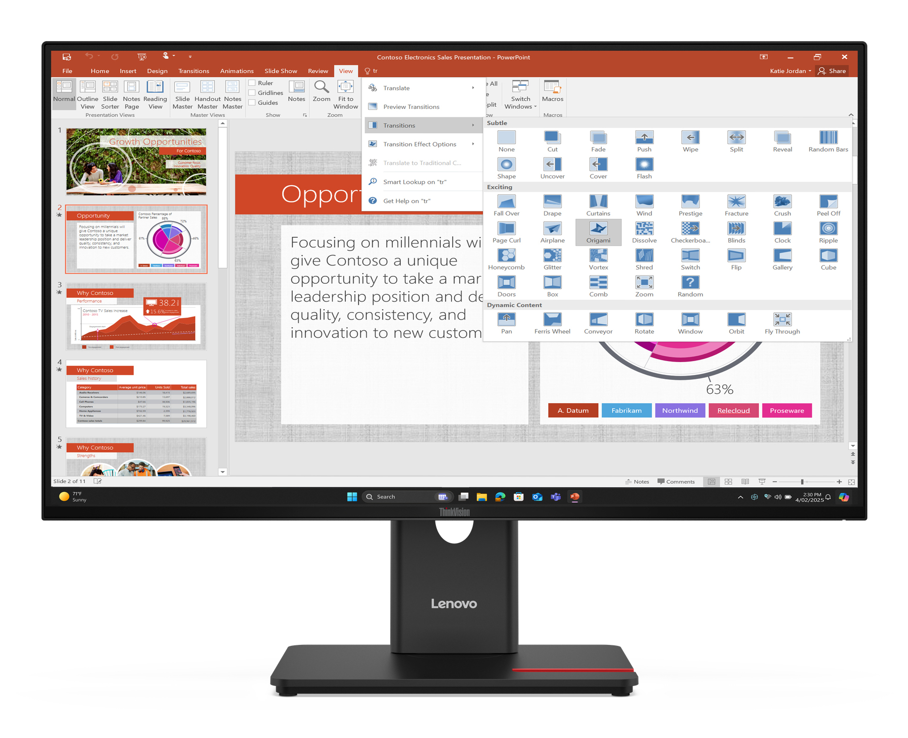 LENOVO T27-40 27" IPS FHD 1920X1080 (16:9), DP+HDMI+USB HUB, 3Y LENOVO — view 2