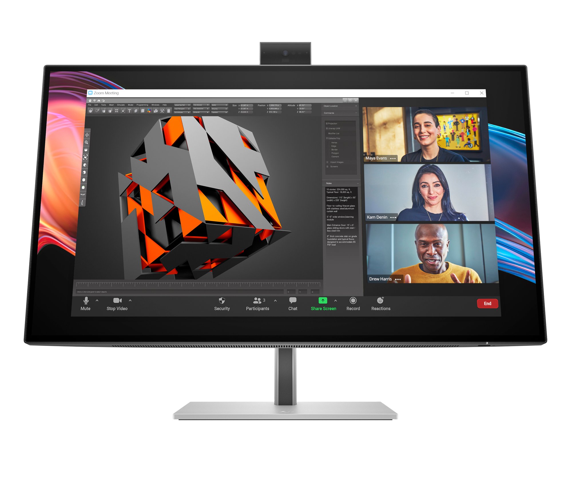 HP Series 7 Pro 727pm 27 inch 4K Conferencing Monitor HP — view 2