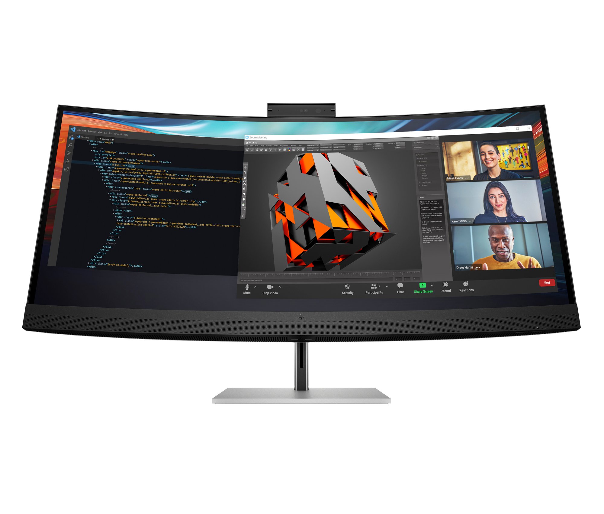 HP Series 7 Pro 740pm 39.7 inch 5K2K Conferencing Monitor HP — view 2