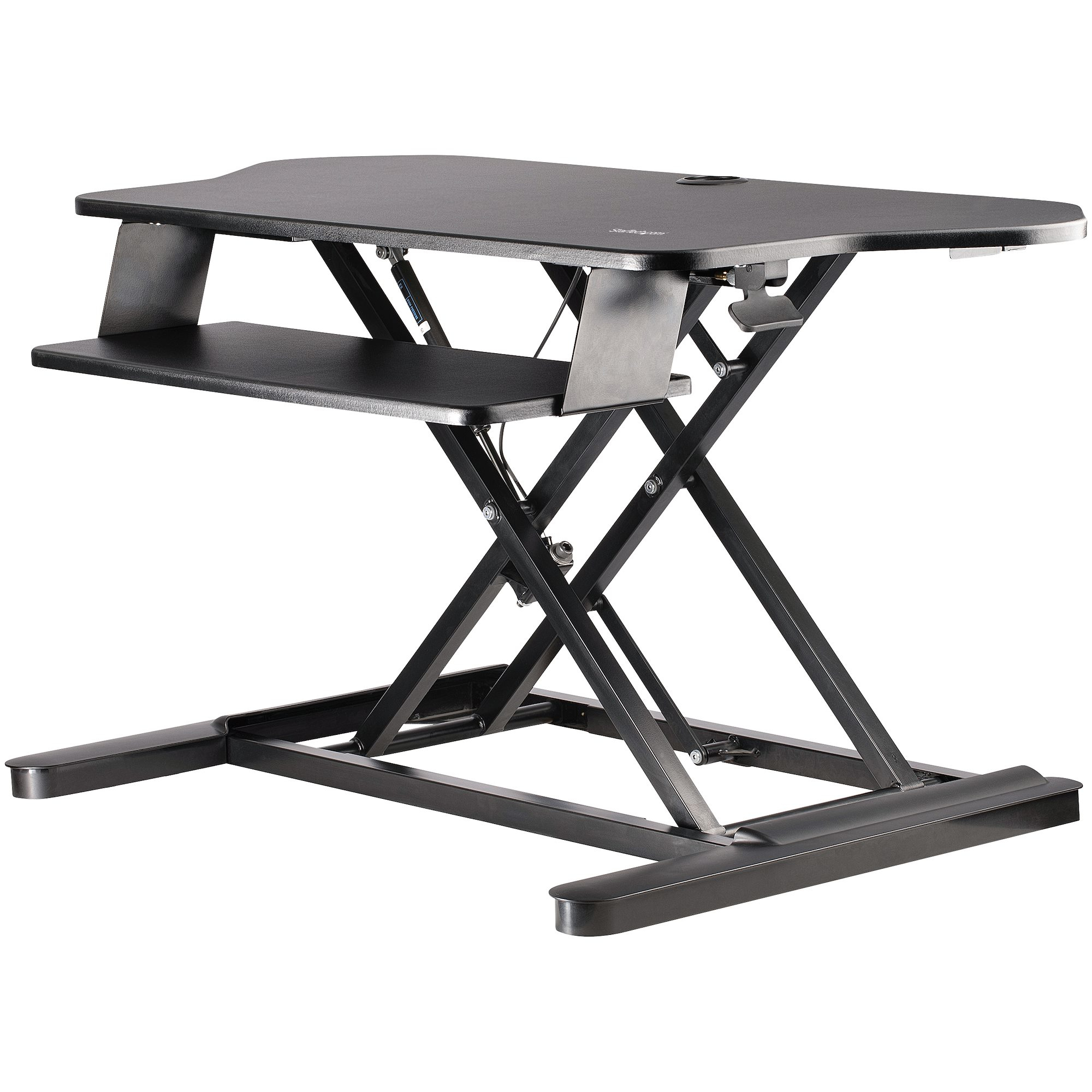 STARTECH.COM CORNER SIT STAND DESK CONVERTER - KEYBOARD TRAY - ASSEMBLED, 2 YR thumbnail 1