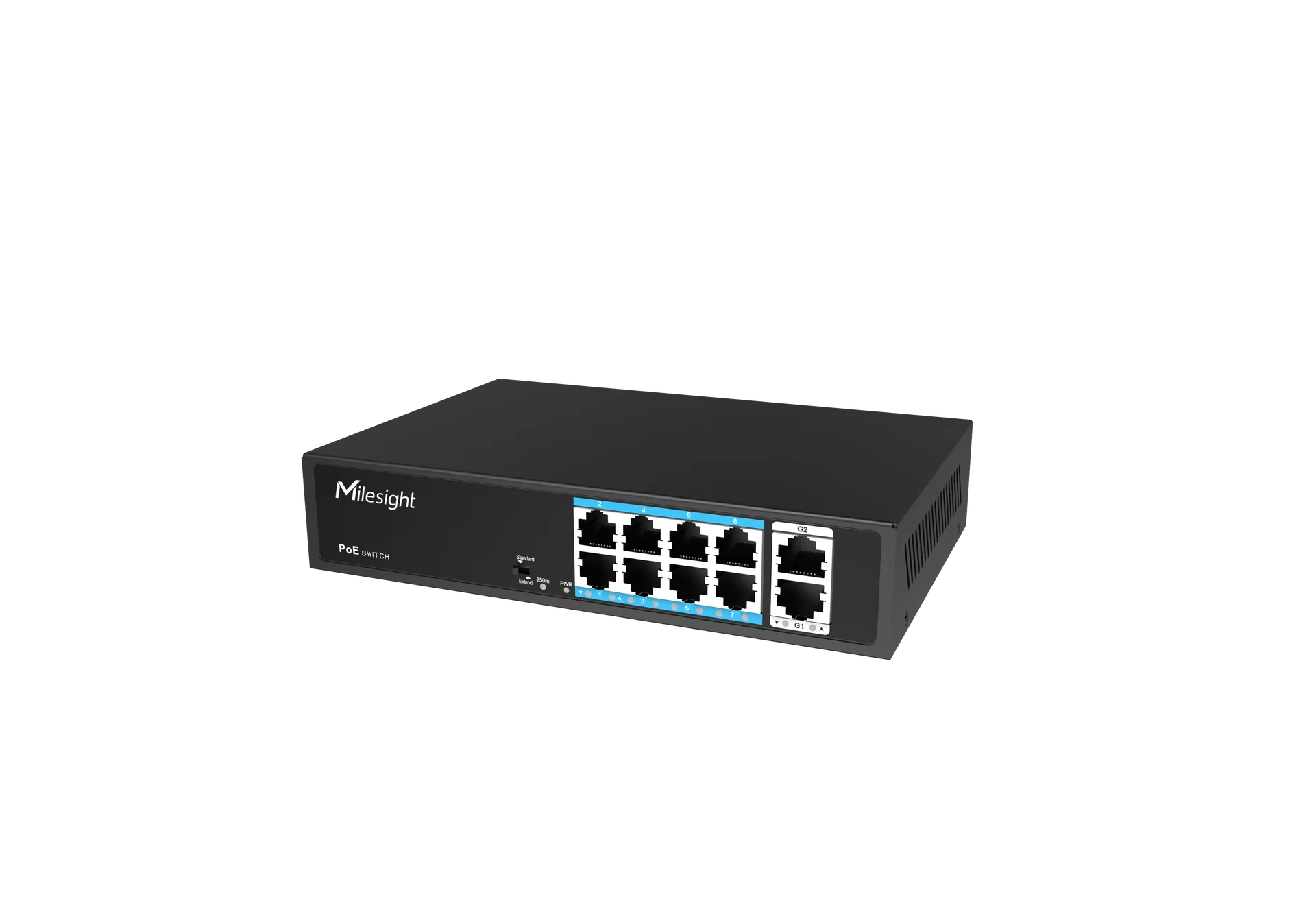 Milesight 8 Port 100Mbps AF/AT 120 Watt PoE Switch with Gigabit Uplink Milesight — view 2
