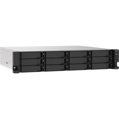 QNAP TS-1273AU-RP-8G 12-bay rackmount NAS, AMD Ryzen V1000 series V1500B 4C/8T 2.2GHz, 8GB DDR4 RAM  (max. 64GB total, optional ECC RAM support), 2 x 2.5GbE LAN, optional 10GbE & M.2 NVMe/SATA SSD expansion via PCIe, 2 x PCIe 3.0 x 4 slots, USB 3.2 G QNAP — view 2