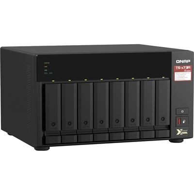 QNAP TS-873A-8G 8-bay NAS, AMD Ryzen V1000 series V1500B 4C/8T 2.2GHz, 8GB DDR4 RAM (2 x SODIMM slots, max. 64GB, optional ECC RAM support), 8x SATA 6Gb/s bays, 2x M.2 NVMe PCIe Gen3 SSD slots, 2 x 2.5GbE LAN, optional 10GbE, 2x PCIe 3.0 x 4 slots, U QNAP — view 2