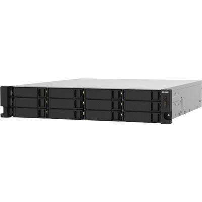 QNAP TS-1232PXU-RP-4G 12-Bay AL324 quad-core 1.7 GHz rackmount NAS with 250W redundant PSU, 4GB DDR4 UDIMM RAM (max 16GB), SATA 6Gb/s, 2x 10GbE SFP+, 2x 2.5GbE, 1x PCIe Gen2 x2 slot QNAP — view 2