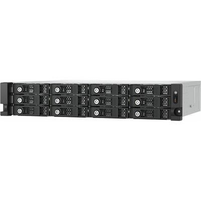 12-bay 2U rackmount PCIe interface SATA JBOD expansion enclosure, 2.5/3.5" SATA 6Gbps drives, 2 ports (SFF-8644 1x2), short depth 14.59-inch / 370.65mm, redundant PSU, without rail kit. support TS-h3087XU-RP?, TS-h2287XU-RP, TS-h1887XU-RP, TS-h987XU- QNAP — view 2