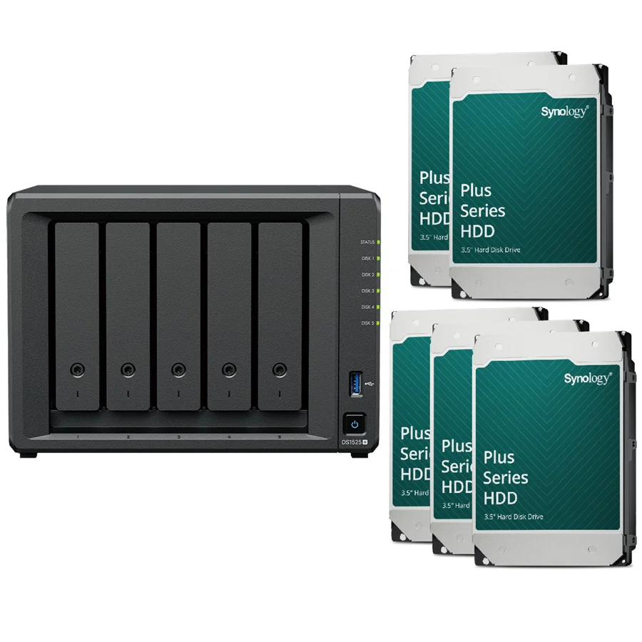 Synology DS1525+ Desktop 5 Bay NAS RTG (80Tb) 5x Synology Plus Series 16Tb Synology — view 2