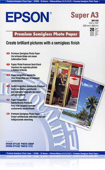 EPSON S041328 PREM SEMIGLOSS PHOTO PAPER A3+ thumbnail 1