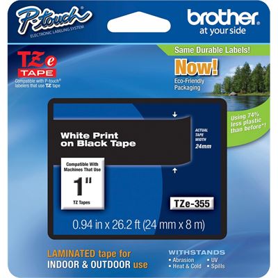 BROTHER TZe355 24mm x 8m Standard laminated Whit BROTHER — view 2