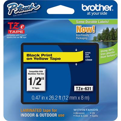 BROTHER TZe631 12mm x 8m Standard laminated Blac BROTHER — view 2