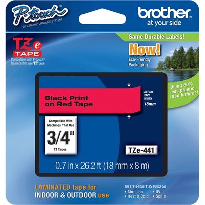 BROTHER TZE-441 - 18 mm Black/Red BROTHER — view 2