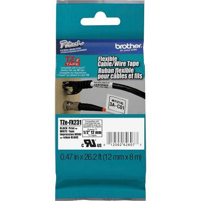BROTHER TZEFX231 : Laminated tape black on white BROTHER — view 2