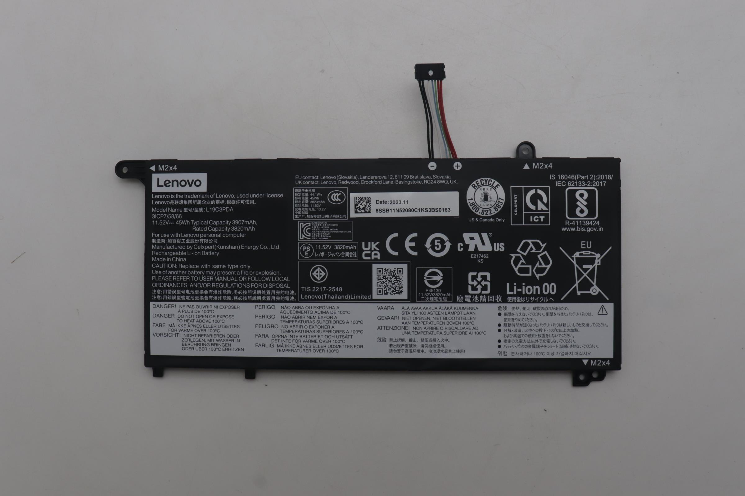BATTERY 3cell 45Wh 11.52V L19C3PDA CP/B thumbnail 2