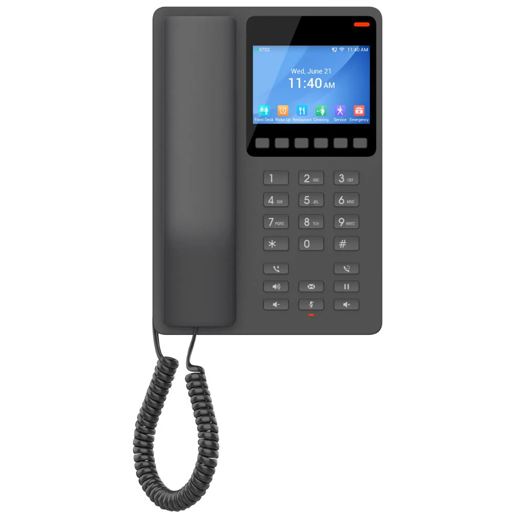 GHP631W Desktop Hotel Phone with 3.5"" Colour LCD PoE Dual-band WiFi 6 Black Grandstream Networks — view 2