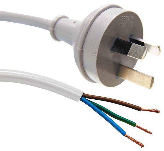 DYNAMIX 2M 3-Pin Plug to Bare End, 3 Core 1mm Cable, White Colour SAA Dynamix — view 2